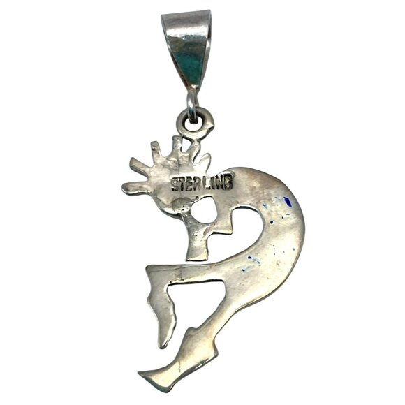 Navajo Multicolor Kokopelli Pendant Inlay Sterling Silver Fertility Kachina - Picture 2 of 3